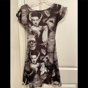 Monster collage skater dress